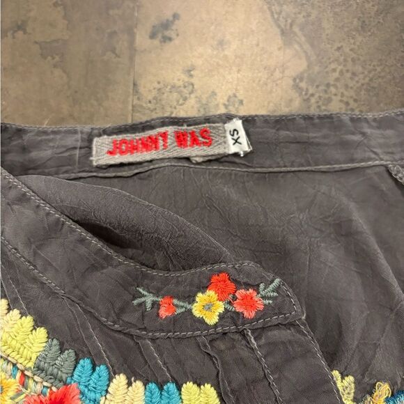 Johnny Was Embroidered Cupra Rayon Grey  Top Tunic XS - Picture 3 of 7